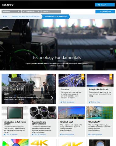 Sony Training Website Screenshot