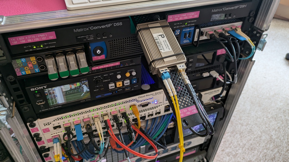 BigPinkDemoKit-IP-TopCloseup Closeup of the top of the IP demo rack